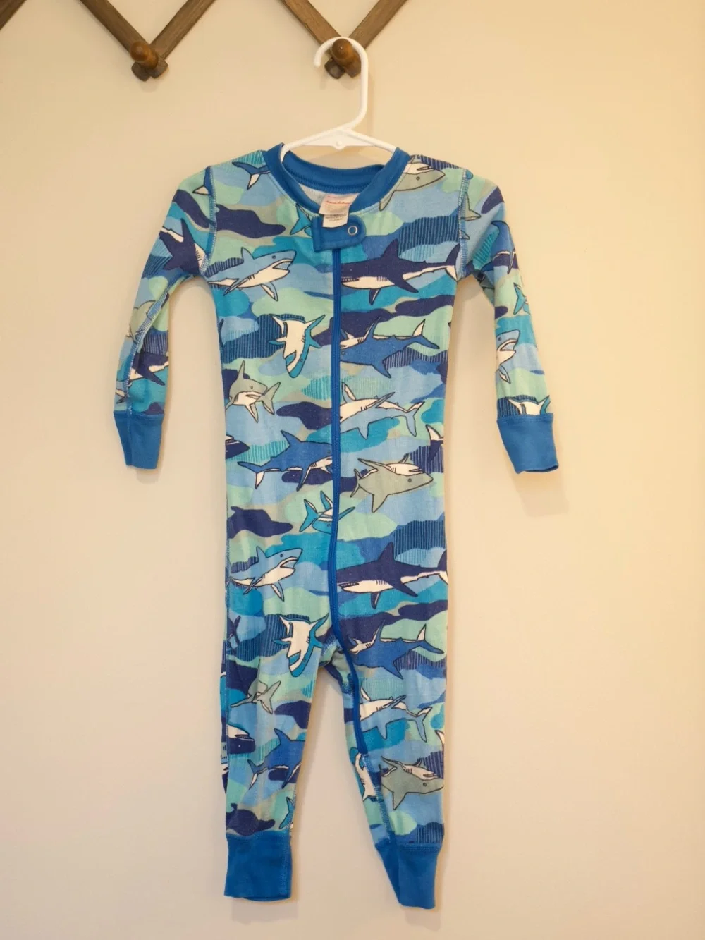 Hanna Andersson Shark Print Toddler One-Piece Pajamas
